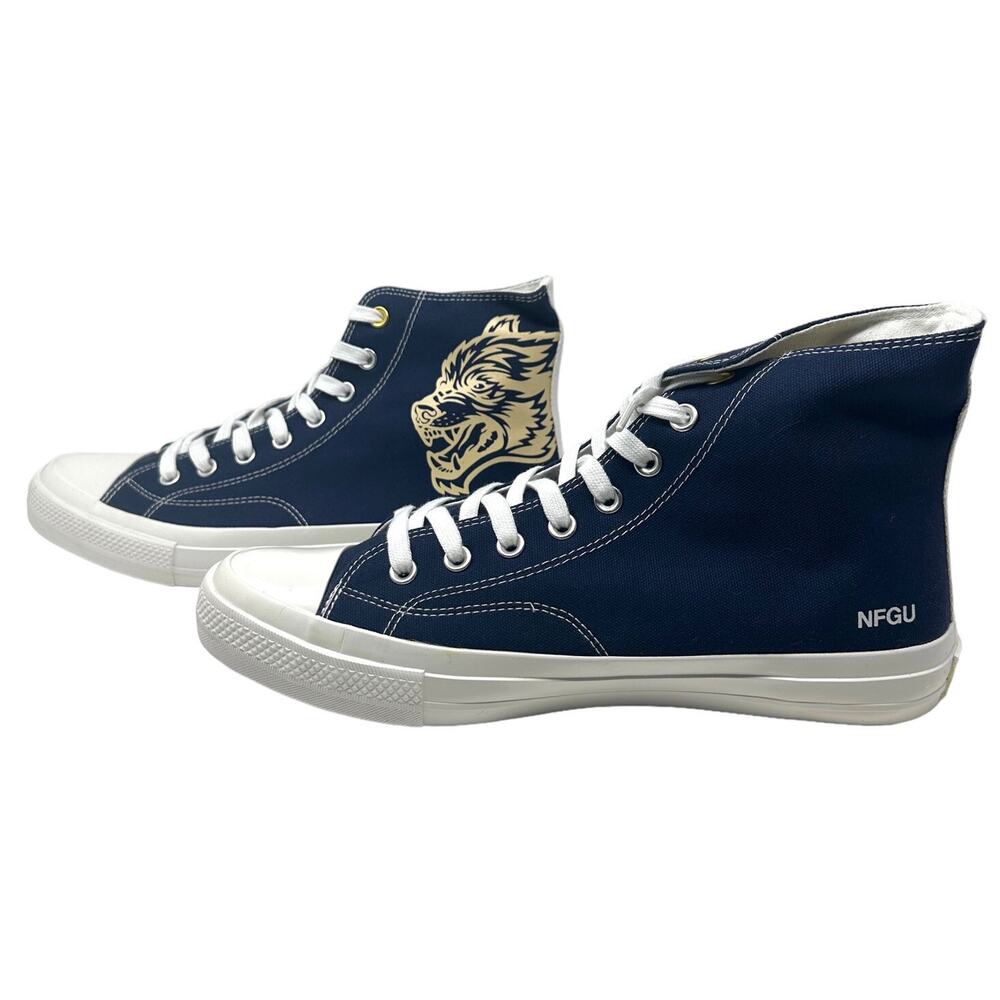 Darc Sport High Top Shoes W1-DIOS Wolves Forever NFGU Sneakers in Navy/Tan - Picture 3 of 8